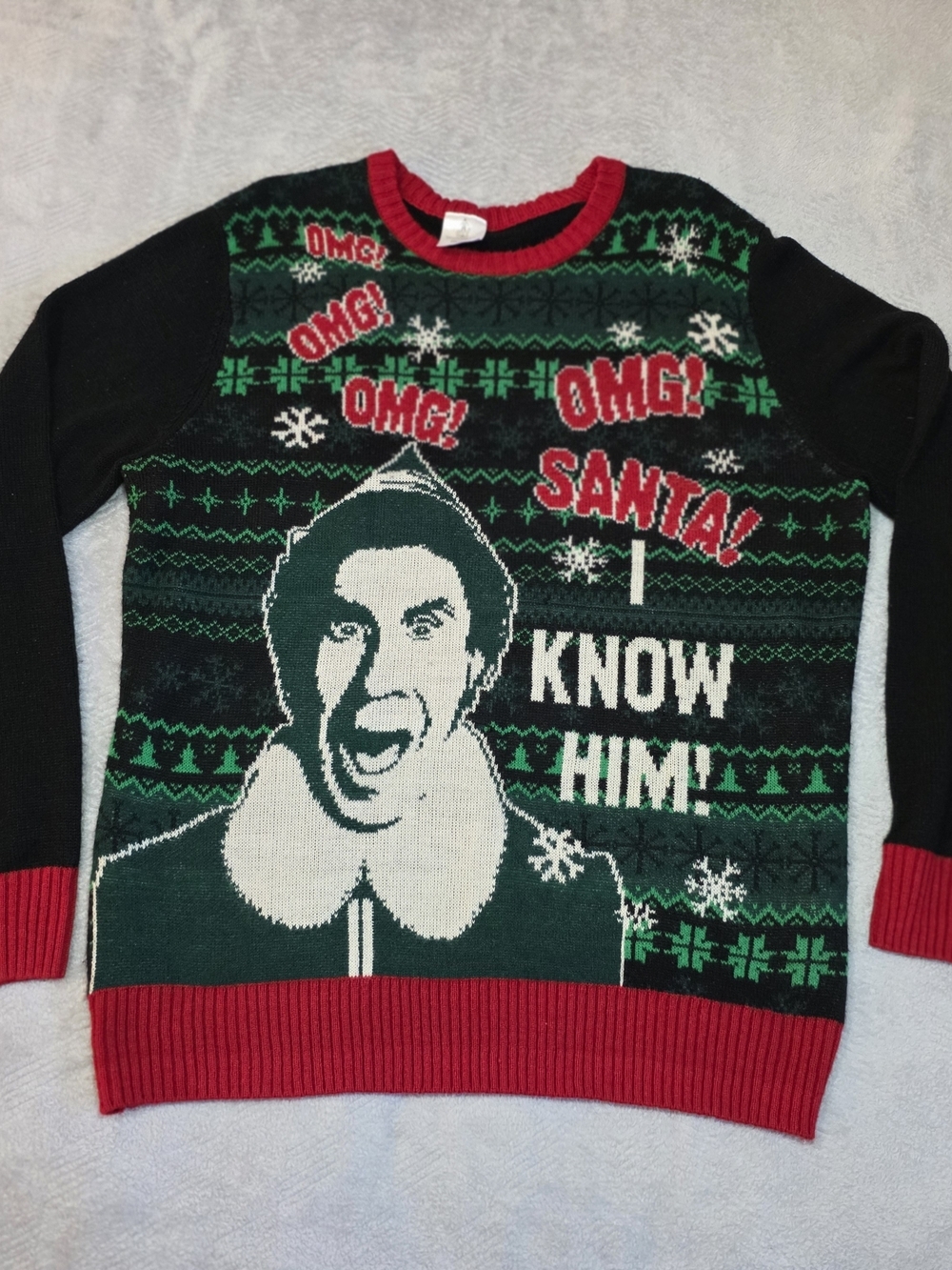 Elf Movie Buddy Santa I Know Him Ugly Christmas Sweater 2XL